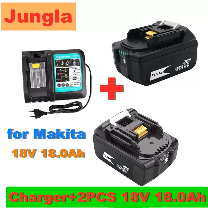 

2023NEW 2PCS 18V 18.0Ah Rechargeable Battery 18000mah LiIon Battery Replacement Power Tool Battery for MAKITA BL1860 BL1830+3A