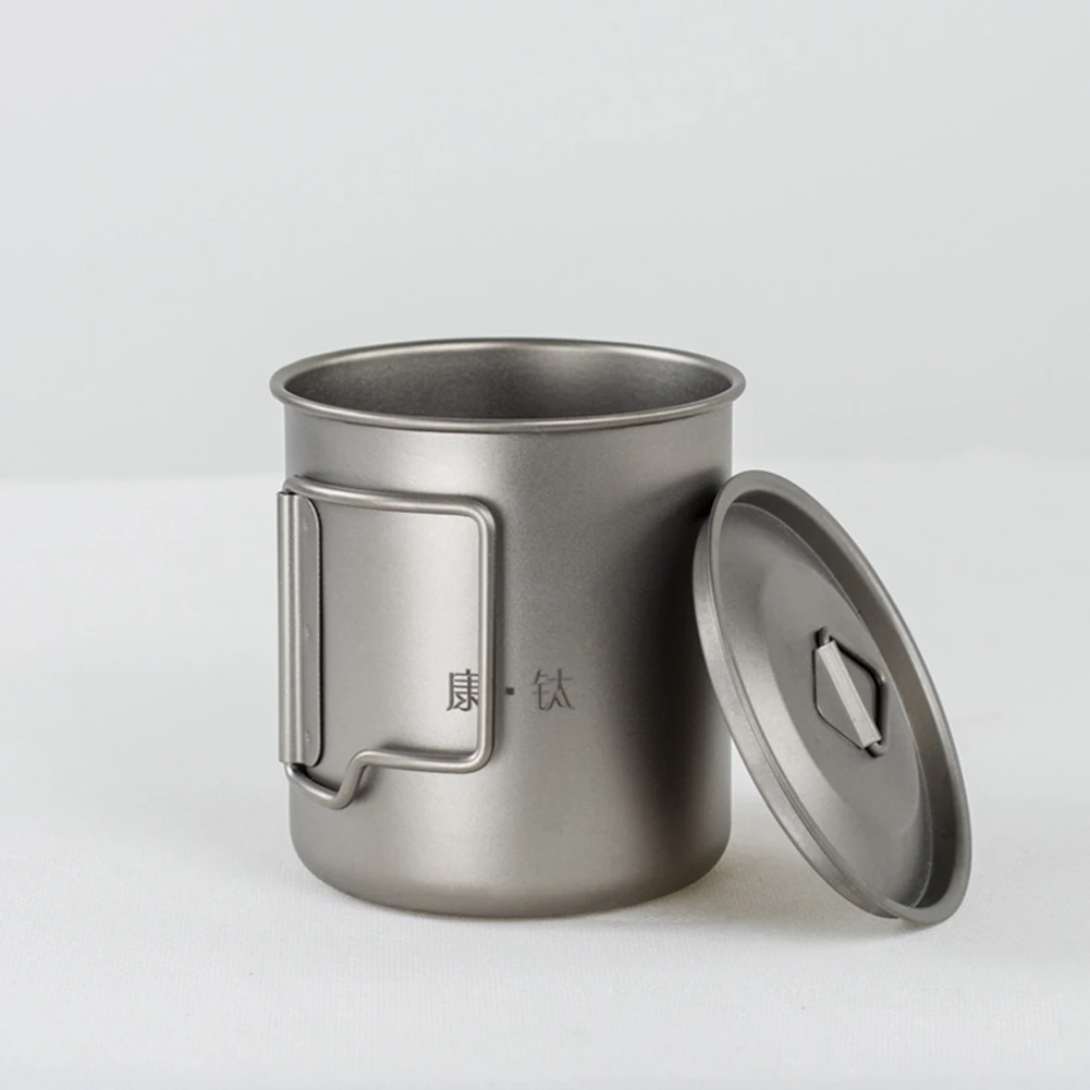 

Titanium Cup Cup Folding Handle Outdoor Tableware Outdoor Tools Camping Portable Titanium Material Water Cup 420ml/750ml