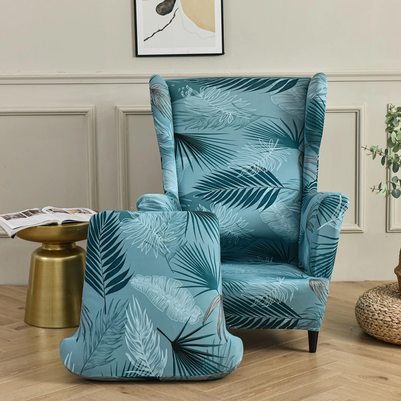 Covers 2 Pieces Stretch Wingback Chair Slipcover Removable S