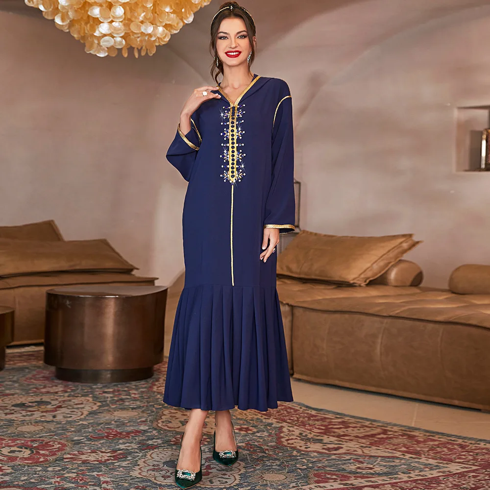 Рамадан Djellaba Abaya Дубай, Турция Ислам Мусульманское арабское длинное платье кафтан халат Musulmane Femme Abaya s для женщин Caftan Marocain