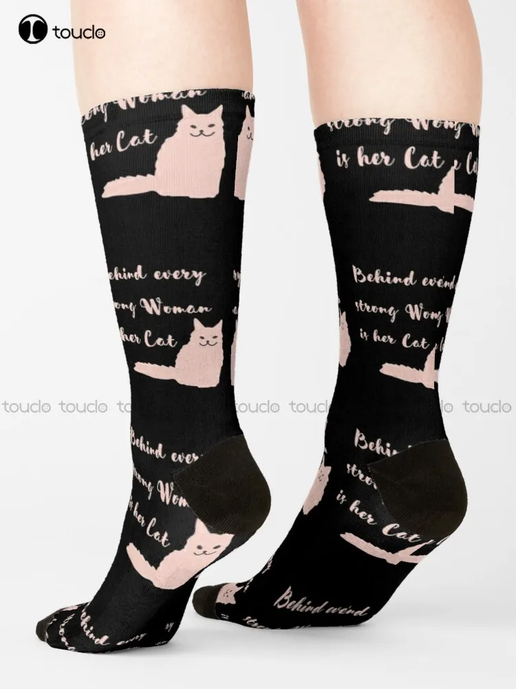 

Носки женские черные с надписью «Her Cat»