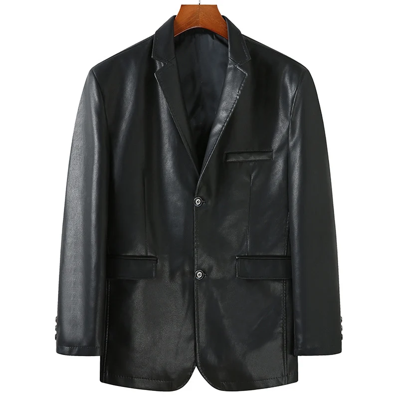 7XL 8XL плюс размер костюм из искусственной кожи мужская мода стирка пальто куртка