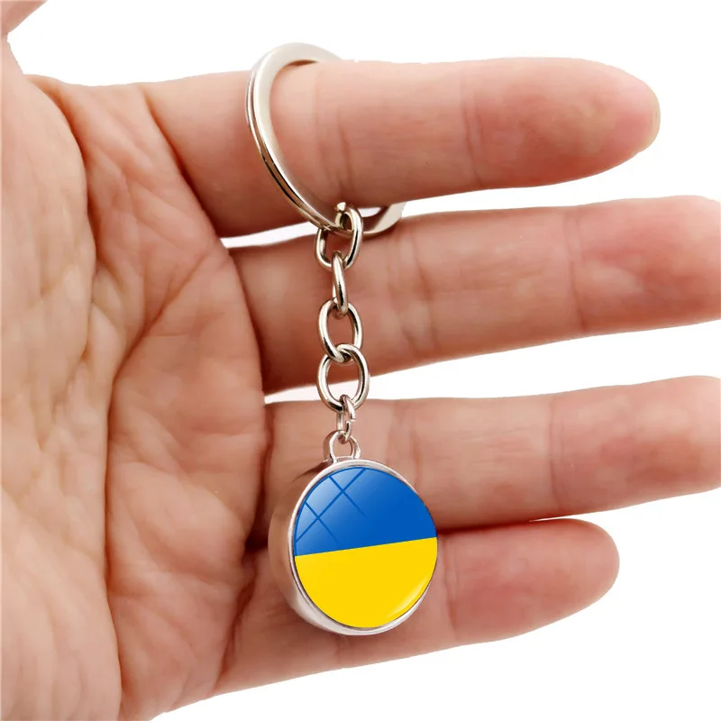 

Ukraine Tryzub Flag Trident Symbols Keychain Handmade Glass Key Ring Ukrainian Badge Bag Car Key Chain Patriot Gift YP8890