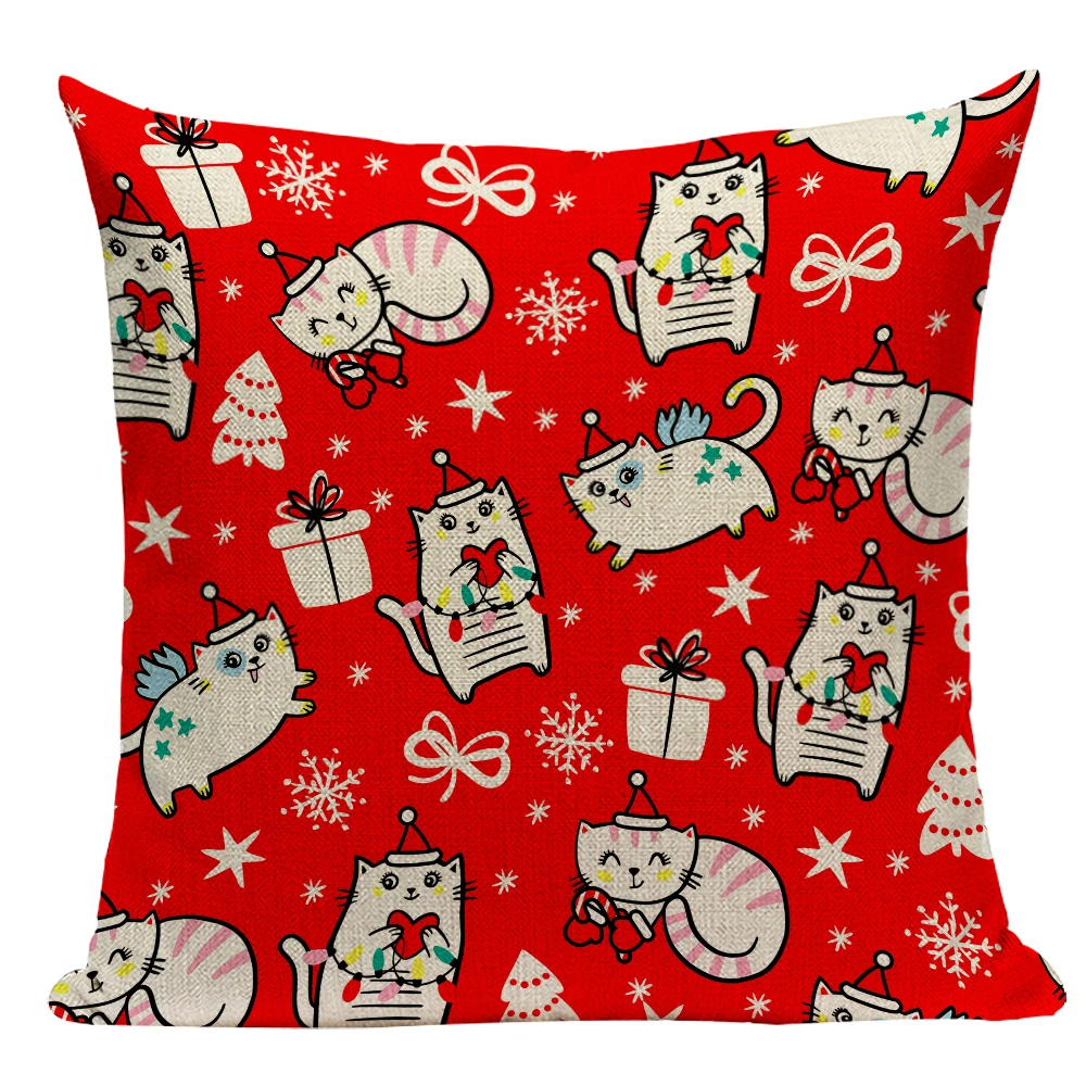 

Upholstery 45x45 Cute Cat Cushion Cover Retro Home Decor Pillowcase Sofa Throw Pillows Cartoon Christmas Textile New 2022 E2222