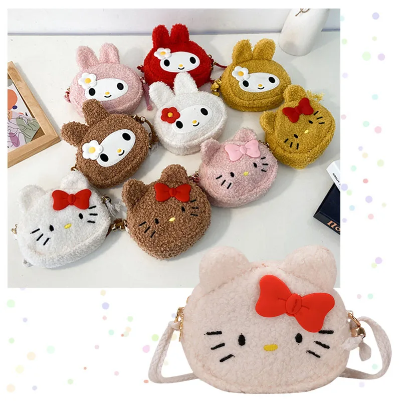 

Sanrioed Аниме Фигурка КТ Кот моя мелодия плюшевая игрушка кошелек мультфильм кавайная милая плюшевая кукла курьерские сумки для девочек Подар...