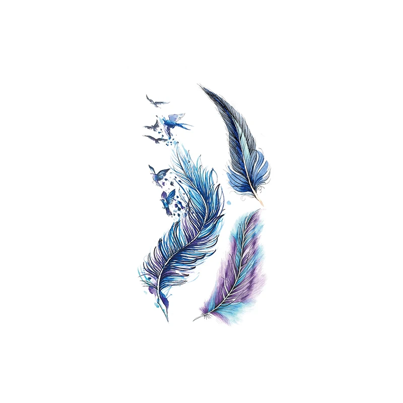 

Fashion Temporary Tattoo Stickers Watercolor Feathers Color Swallow Tattoos Waterproof Hand Arm Body Art Sexy Fake Tatoos Women