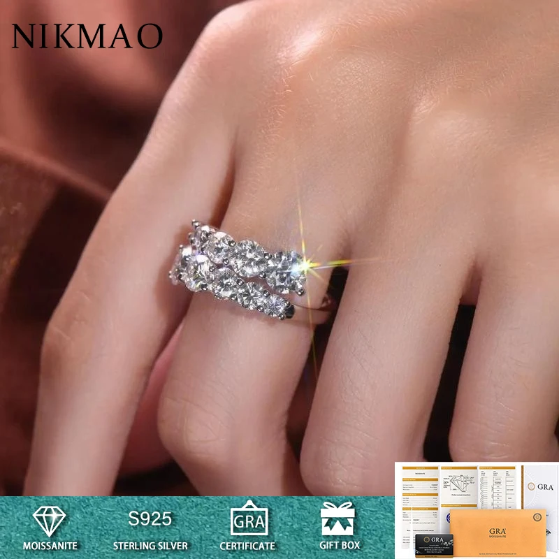 3 26 cttw D цветное полное Муассанит роскошное кольцо S925 100% Серебро Оригинальное