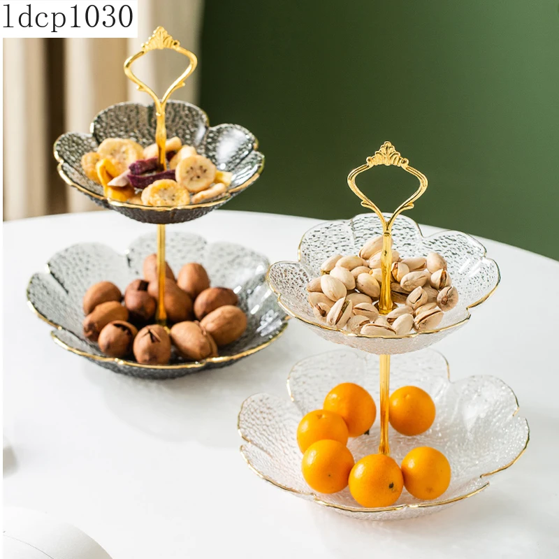 Двойная стеклянная Фруктовая тарелка необычная современная Женская для закусок