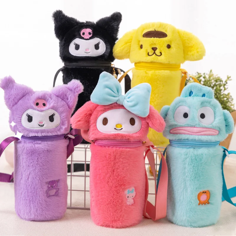 

Kawaii Sanrio HelloKitty Kuromi My Melody Cartoon Plush Glass Cup Protective Cover Heat Insulation Anti-Fall Portable Cup Sleeve