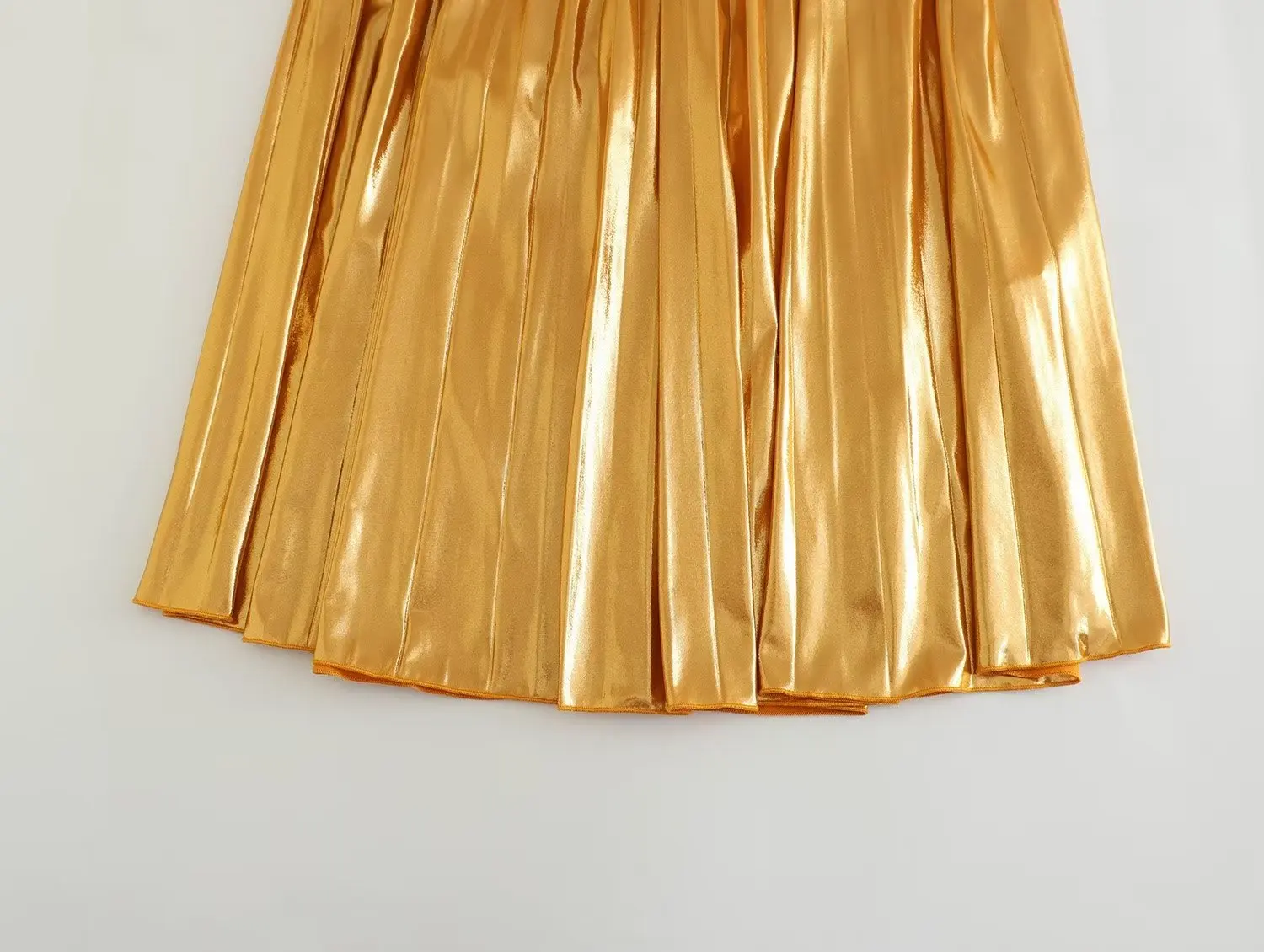 Женское позолоченное плиссированное платье-трапеция без рукавов с подвесным