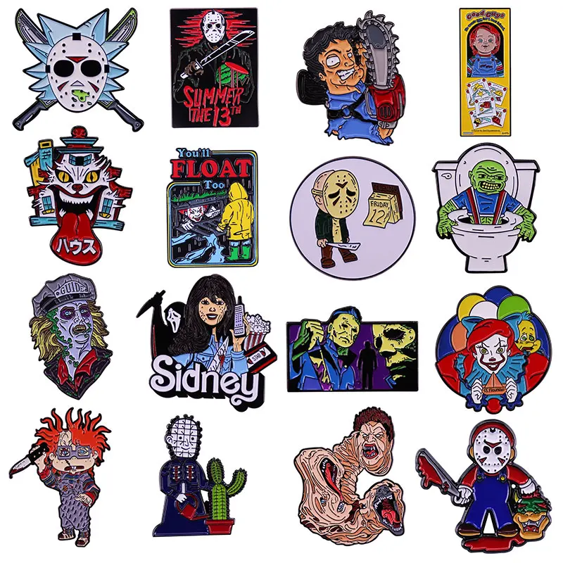 

Эмалированная заколка в стиле Хэллоуин из фильма «ужасы», заколки на лацкан для рюкзаков, мужские и женские броши на одежду, портфель, значки, украшение