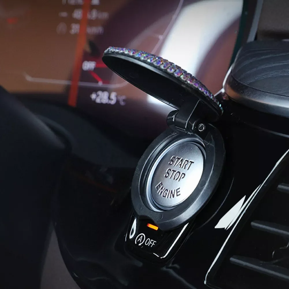 

Universal Car Engine Start Button Cover Bling Diamond Start Button Flip Cover Protector Rhinestone Car Interior Accessories