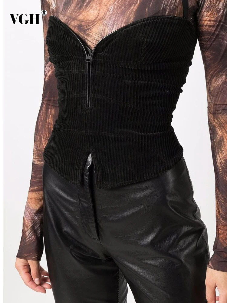 

Женский облегающий Топ без бретелек VGH, корейский стиль без рукавов и с открытыми плечами, минималистичный пикантный жилет, лето 2022