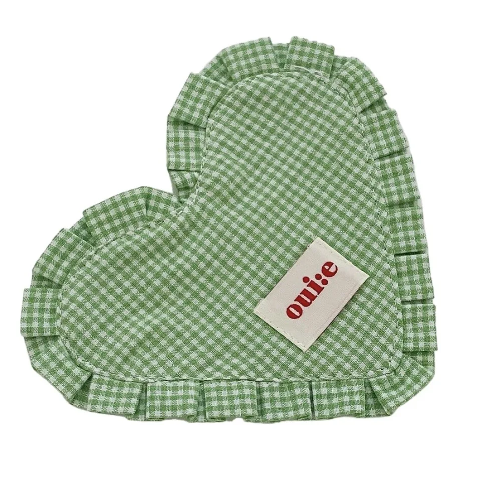 

Реквизит для фотографий INS в форме сердца, клетчатый коврик для еды с плиссированными кружевными ковриками для хлопковой чаши, милый нежный коврик для стола для детей