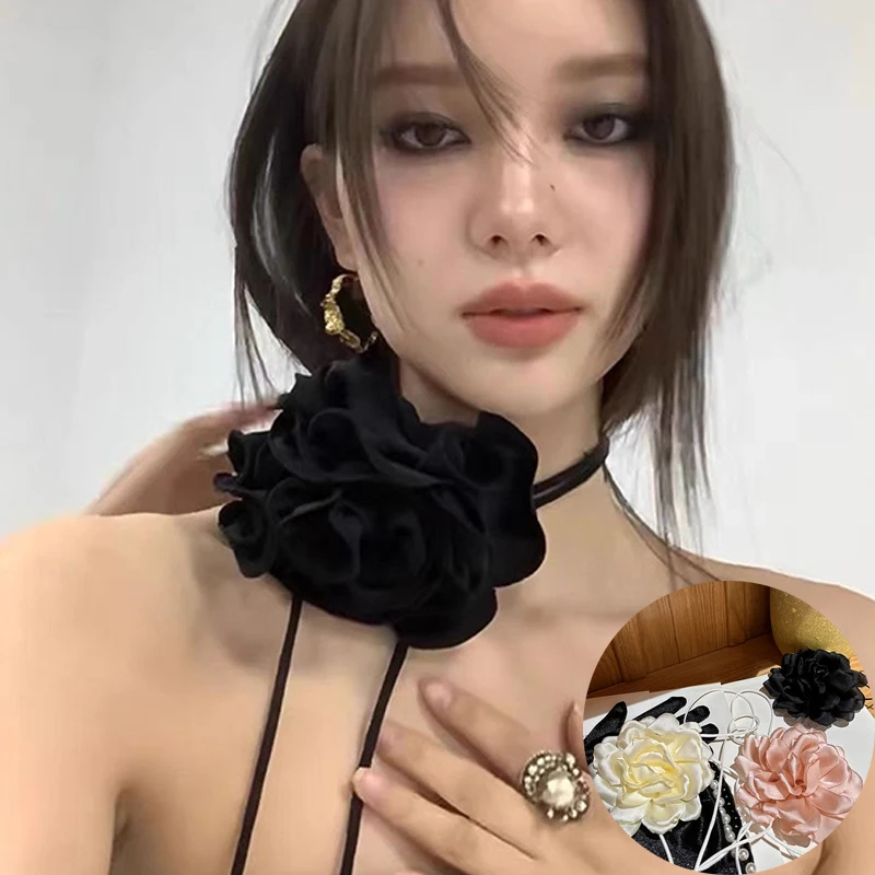 

Gothic Romantic Flower Necklaces Exaggerated Decorations Delicate Neck Chain Women's Trendy Jewelry Vintage Charm Necklace