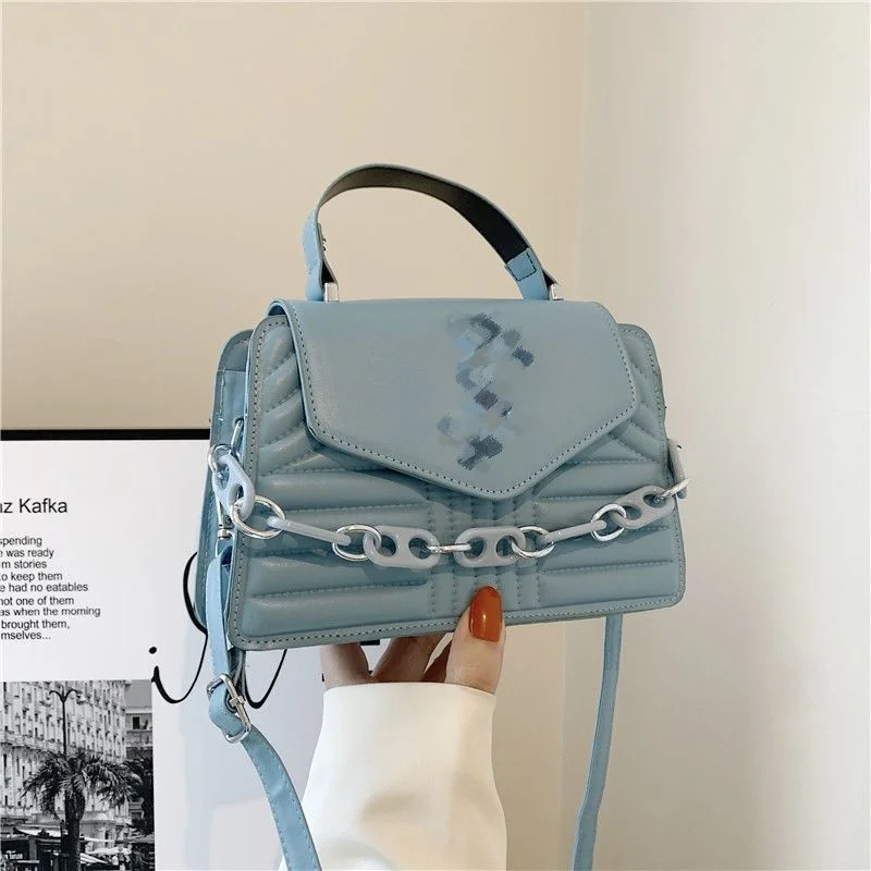 

Простая винтажная сумка через плечо из искусственной кожи с цепочкой для женщин, новинка 2023, Маленькая женская сумка-мессенджер на плечо