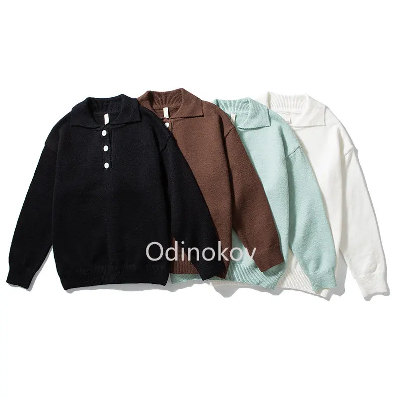 

Polo Turtleneck Sweater Autumn Winter Loose Korean Slacker Sweater Long Sleeve Coat Trend Brand Pullover Oversize Women