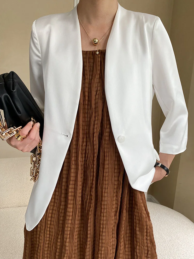 Женский Тонкий Блейзер с V-образным вырезом и длинным рукавом