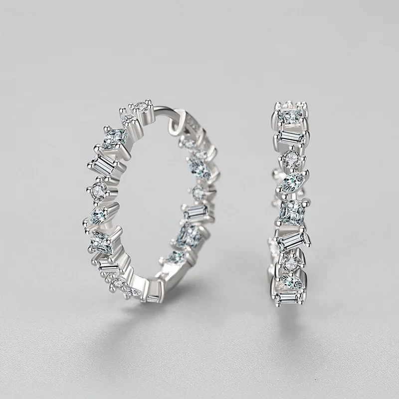 Полный комплект из серебра 925 пробы серьги неправильной формы циркония для