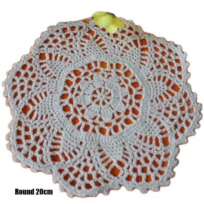 

20CM Crochet table place mat Cloth lace cotton Christmas placemat drink coaster round doily pad cup handmade kitchen accessory