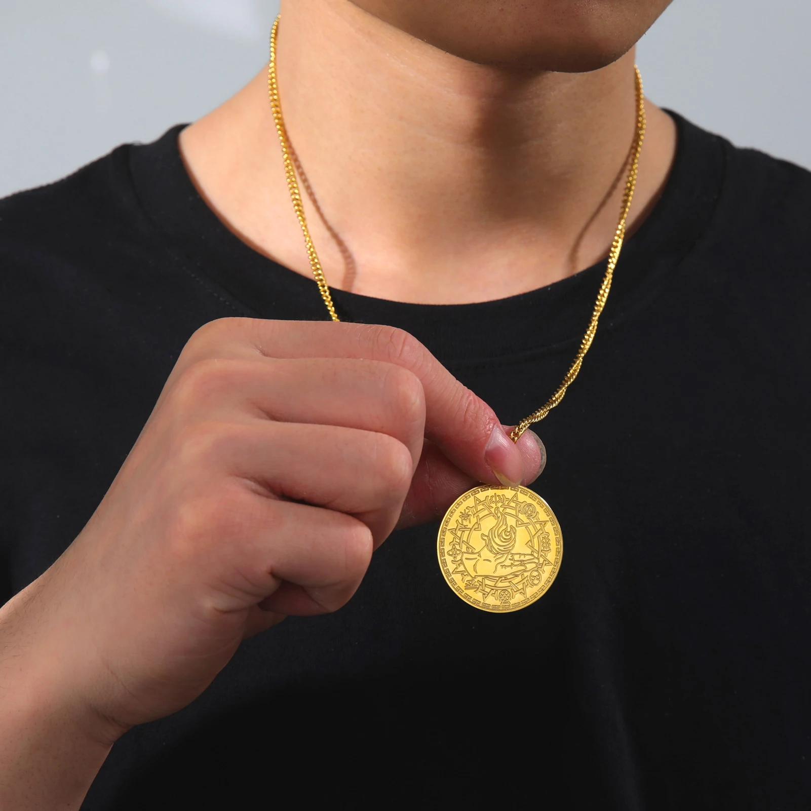 LIKGREAT волшебный символ огня ожерелье с алхей Классическая Геометрическая