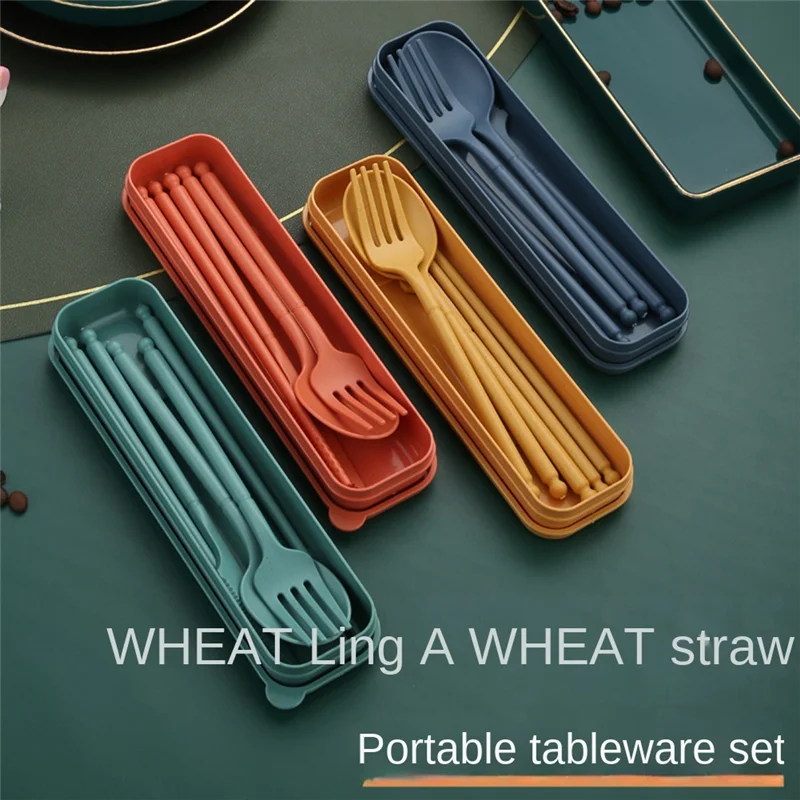 Набор портативной посуды 8 цветов набор многоразовых дорожных столовых приборов