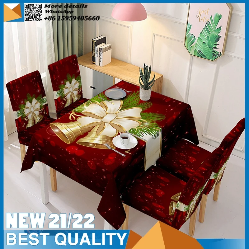 Рождественская скатерть и чехол на стул украшение для столовой кухни вечеринки