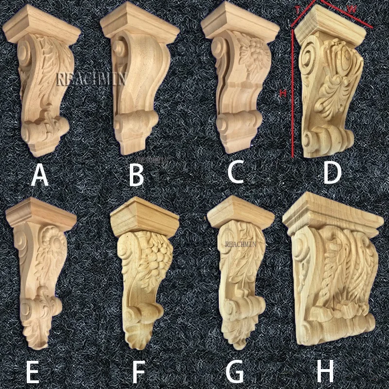 

2Pcs/Lot Unpainted Rubberwood European Leaf Design Hand Carved Corbels Wood Corbel Scroll Acanthus