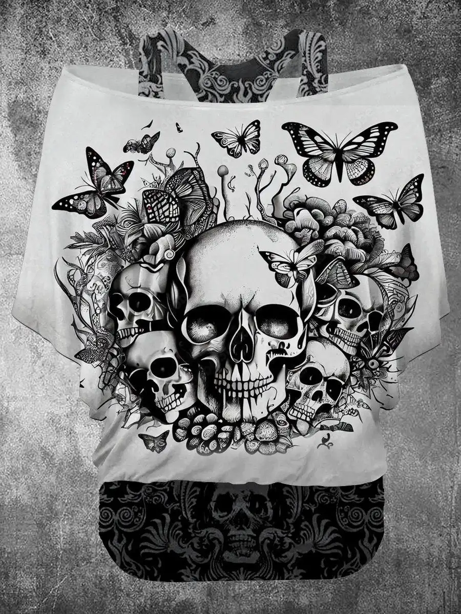 

Women's Punk Skull Gradient Art Two Piece Suit Top