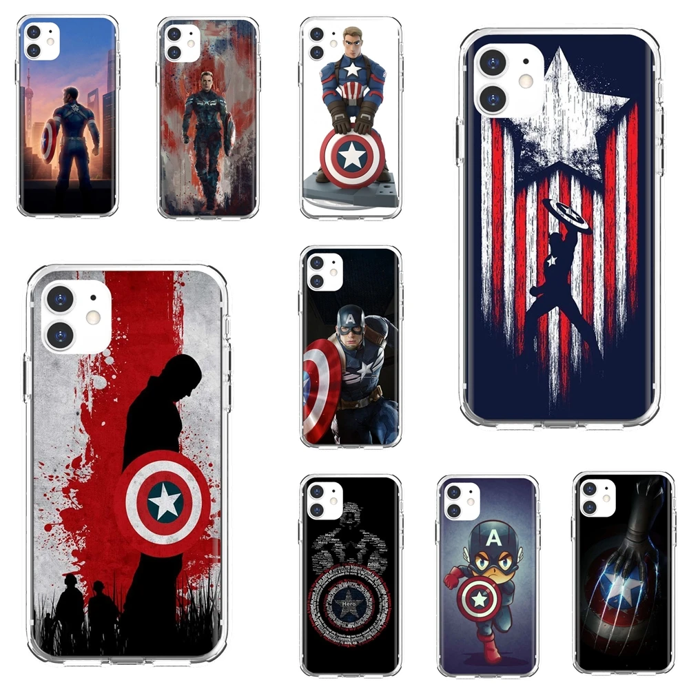 

Funny-Captain-America For iPhone 10 11 12 13 Mini Pro 4S 5S SE 5C 6 6S 7 8 X XR XS Plus Max 2020 TPU Cases Cover