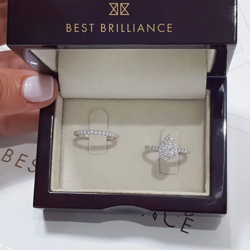 

Simple Water Drop Zircon Engagement Ring Set for Women with Micro Pave Cute Pear Shaped Female Rings Band Wedding Jewelry Gifts