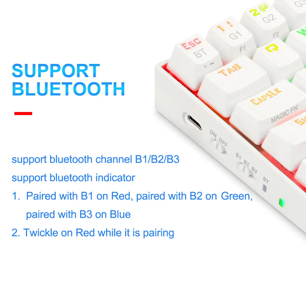 Redragon Draconic K530 RGB поддержка Bluetooth 5 0 Беспроводная USB Двухрежимная Механическая