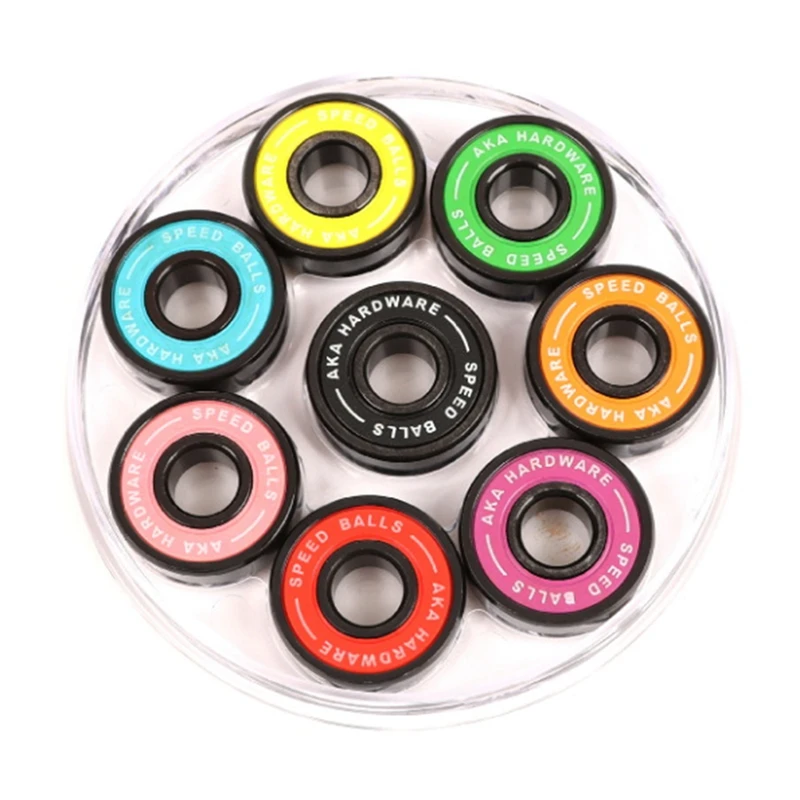 

8Pcs Color Skateboard Bearing Set,Professional Plain Bearings,For Skateboard Trucks Scooters Wheel Roller Skate
