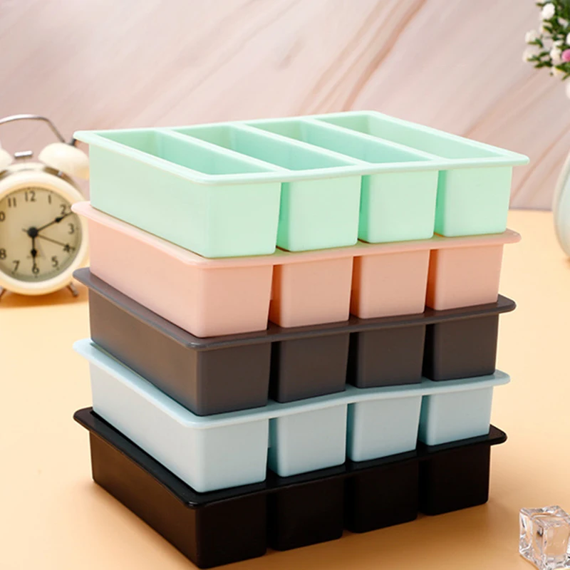 

4 Grids Reusable Ice Cube Tray Silicone Sleeve Long Ice Hockey Machine And Generous Ice Cube Mold Whiskey Bpa Free Ice Maker