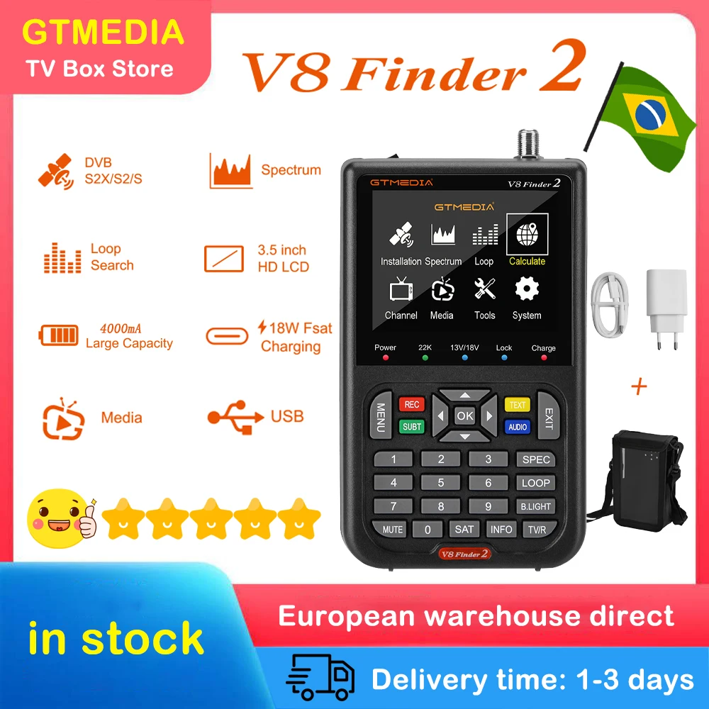 Gtmedia V8 Finder 2 спутниковый детектор сигнала DVB-S/S2/S2X Digital 1080P HD H.265 VS ST-5150 WS6933 WS6980 Star |