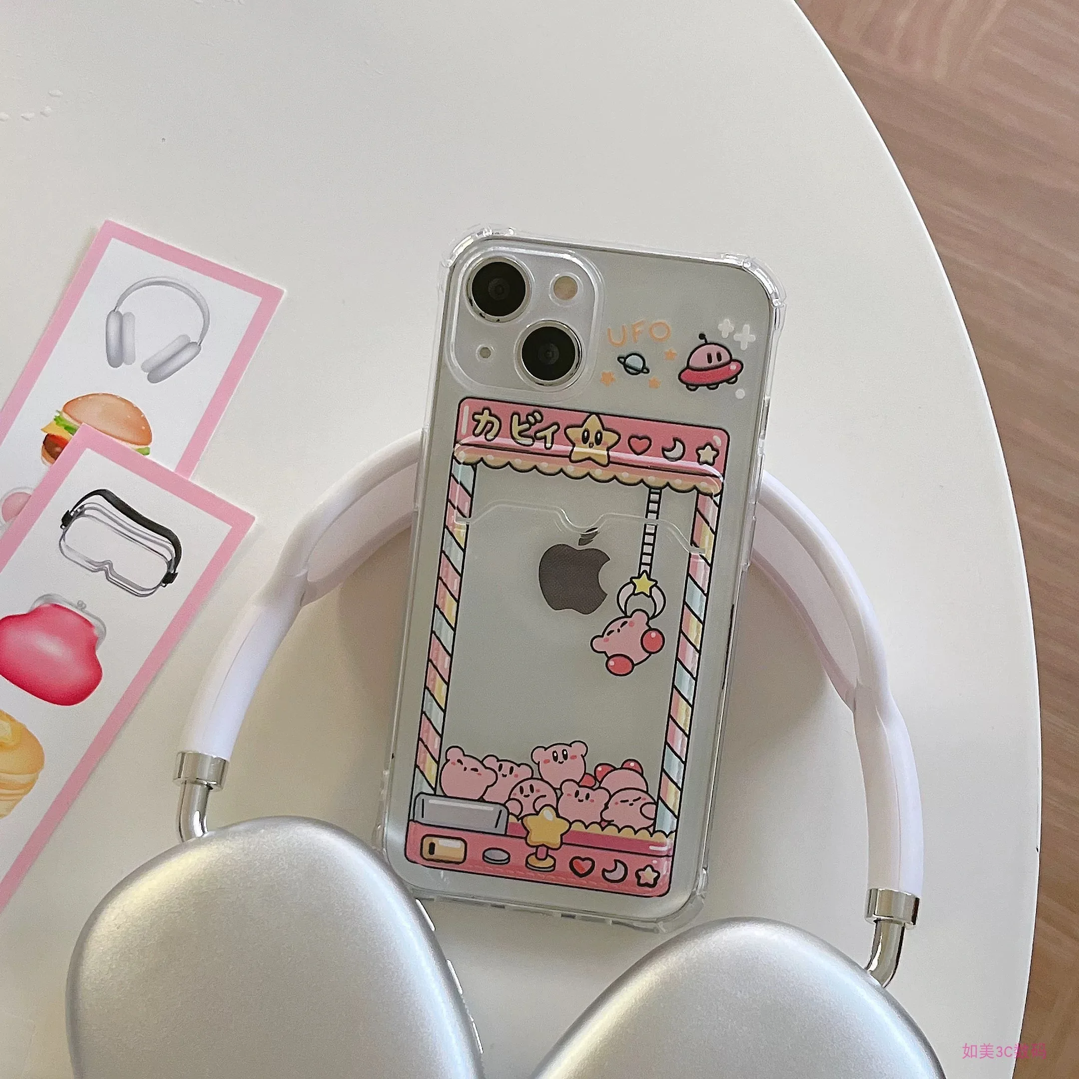 Cartoon Cute K-Kirbies Card Hold Case For Samsung A73 A72 A71 A55 A54 A53 A52 A35 A34 A33 A25 A24 A23 A15 A14 A05 A04 5G Cover