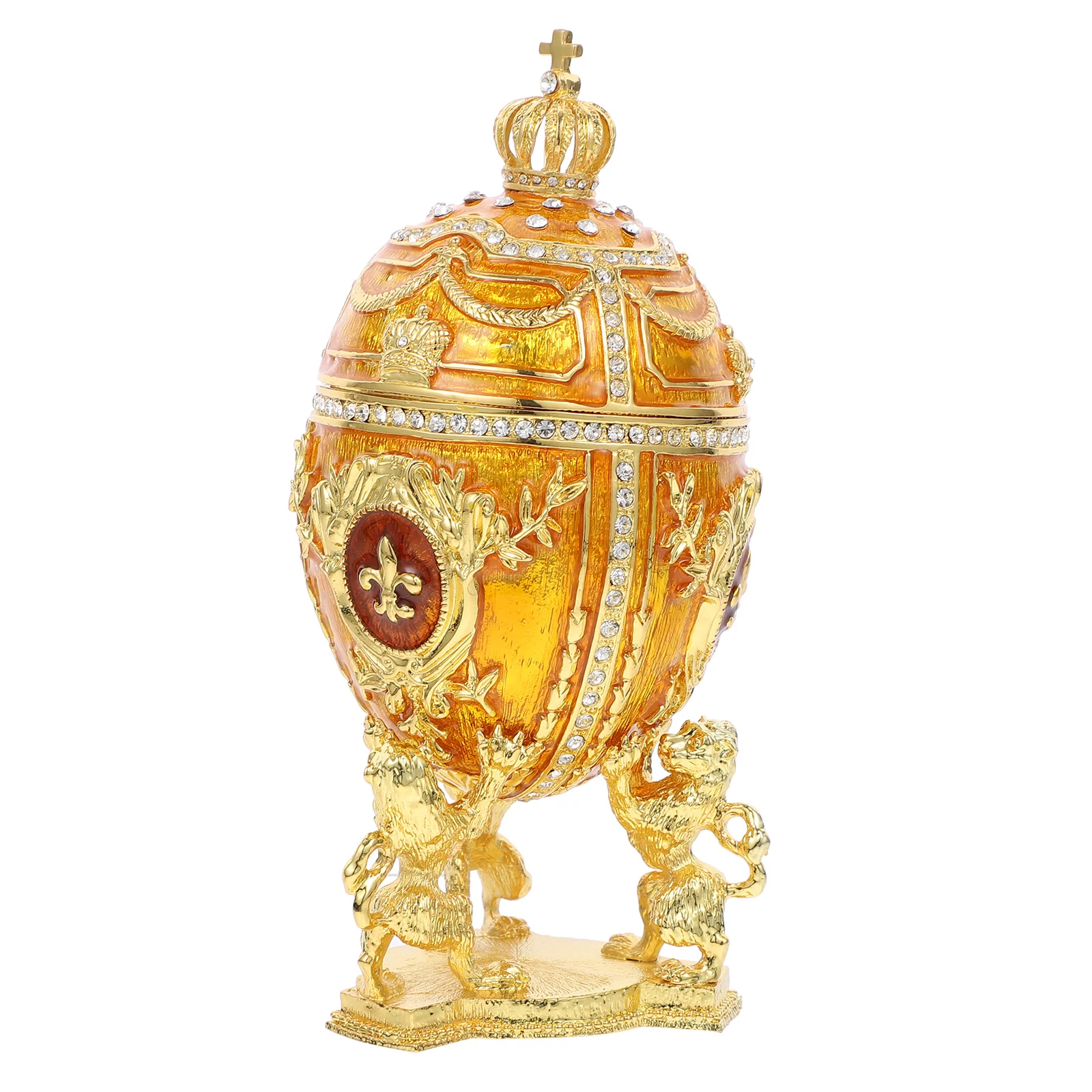 

Wedding Decor Egg Jewelry Box Enameled Desktop Decoration Trinket Case Alloy Ornament