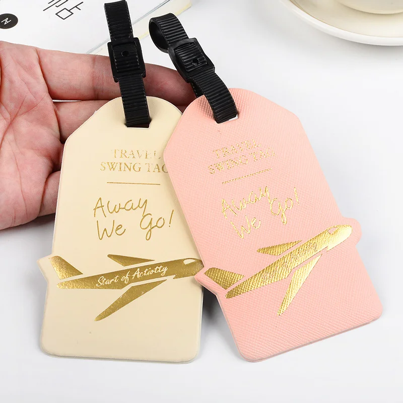 

Travel Accessories Creative Aircraft PU Leather Luggage Tag Women Men Portable Label Suitcase ID Address Holder Baggage Boarding