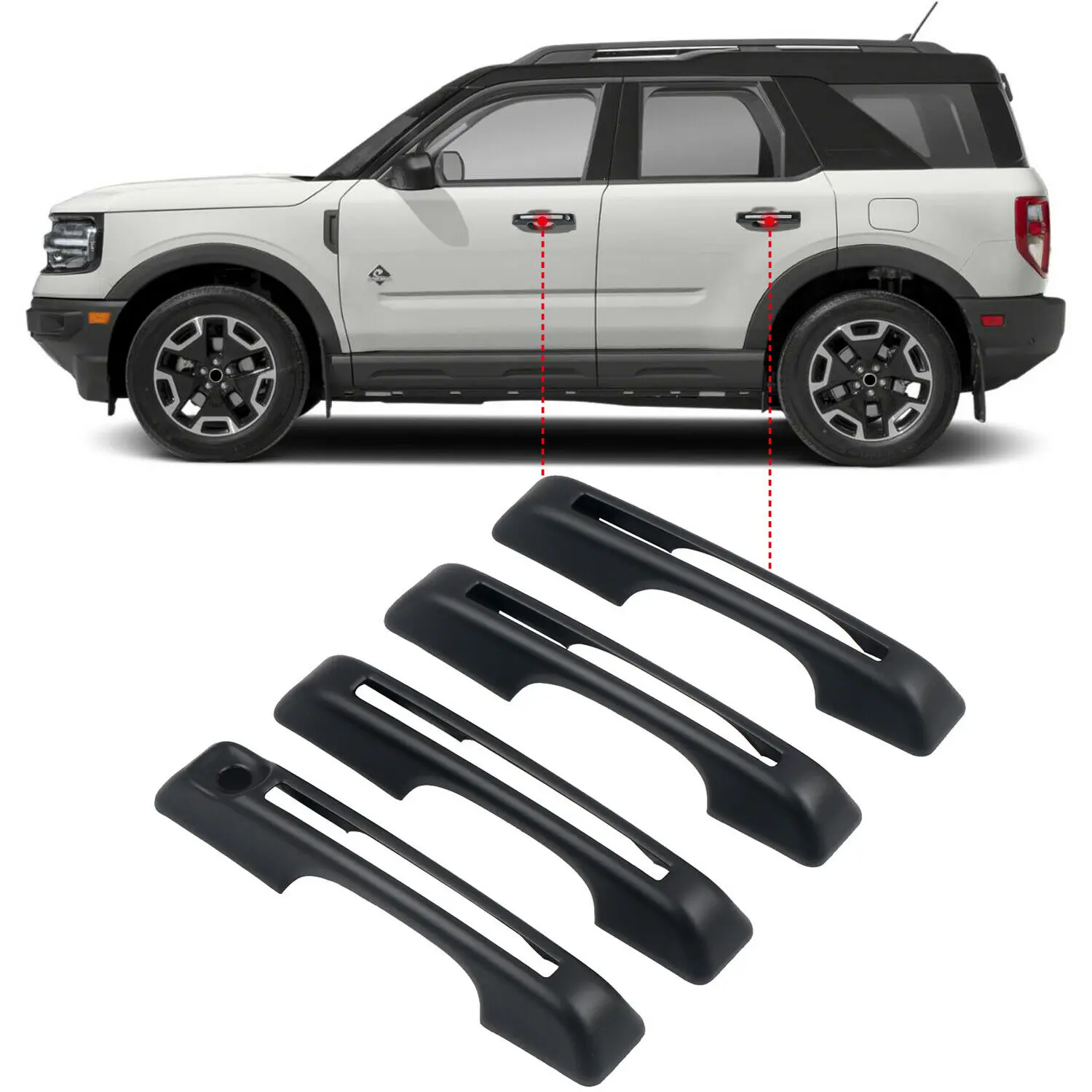 

Matte Black Exterior Side Door Handle Cover 4pcs For Ford Bronco Sport 2021-2022