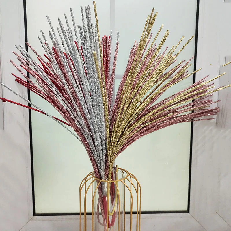 

Искусственная трава 30 головок блестящая золотая пудра блестки, кисточка трава Рождественский Декор цветок, украшение для дома вечерние ринки, свадьбы, поделки