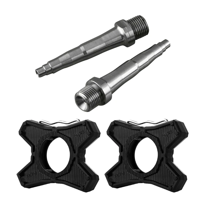 

4 Pcs Bicycle Accessories: 2Pcs Titanium Pedal Spindles & 2 Pcs Pedals Flat Support Converter