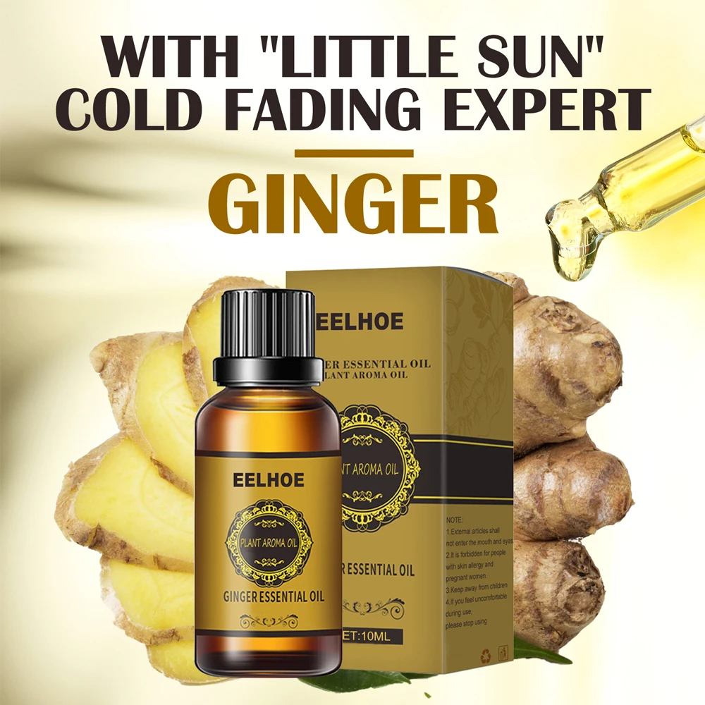 10ML Natural Ginger Oil Lymphatic Drainage Therapy Anti Aging Plant Essential Promote Metabolism Full Body Slim Massage Oils |