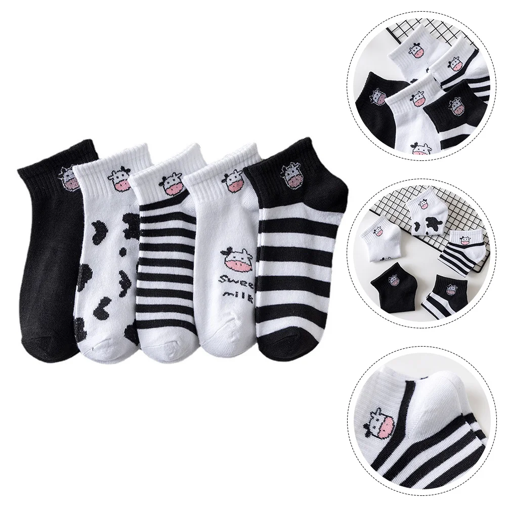 

Socks Short Cow Womencotton Kids Ankle Spring Funny Sock Animal Print White Girls Children Teens Men Cartoon Fashion Soccer