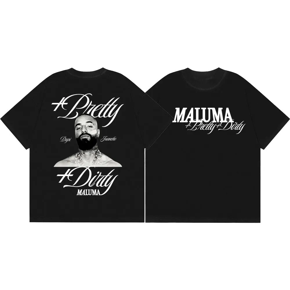 Фото Футболки с графическим принтом Rapper Maluma для мужчин и женщин, модные винтажные футболки в стиле хип-хоп с короткими рукавами, летняя модная повседневная футболка из 100% хлопка №1