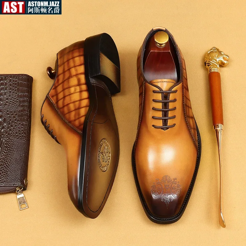 Туфли мужские кожаные ручной работы успешная Деловая и офисная удобная обувь