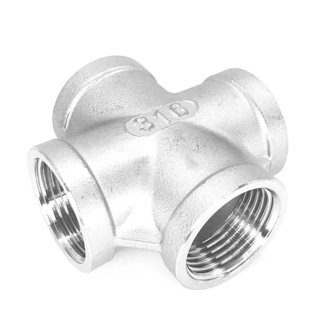 

1/4" 3/8" 1/2" 3/4" 1" 1-1/4" 1-1/2" 2" BSPT Female Thread Cross 4 Ways 304 316 Stainless Steel Pipe Fitting Water Gas Oil