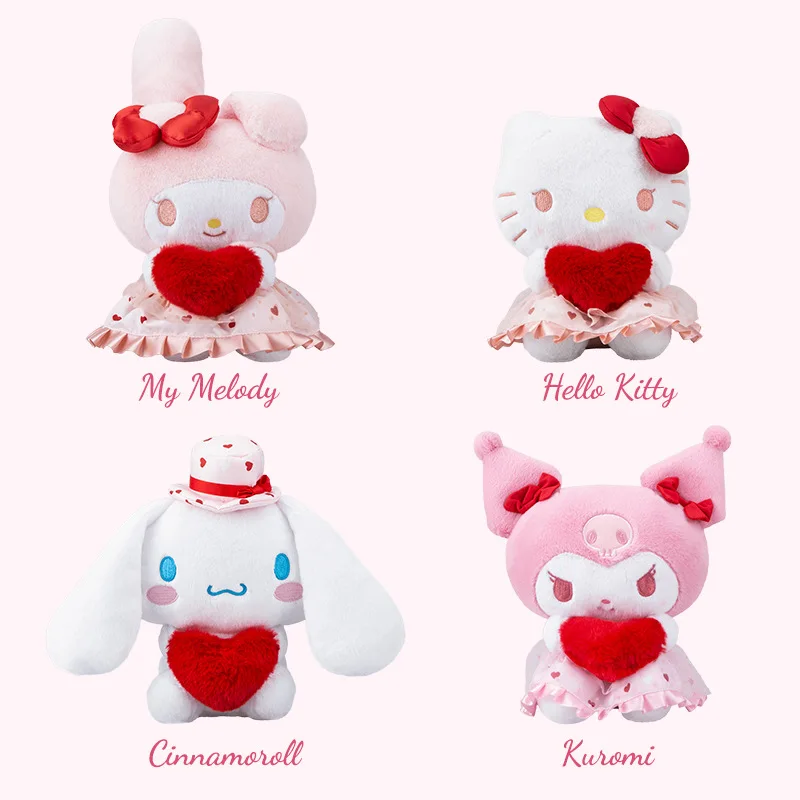 

Kawaii Cinnamoroll My Melody Kuromi Love Heart плюшевая кукла Sanrio аниме милая девочка сердце плюшевая кукла настольное украшение подарок девочке