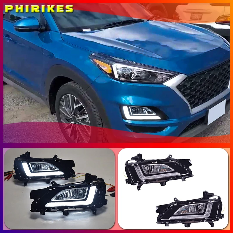 

1 пара 12 В светодиодсветодиодный дневные ходовые огни светильник для Hyundai Tucson 2019 противотуманная фара крышка автомобильные аксессуары