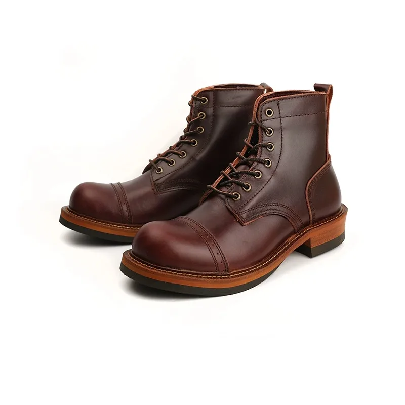 

Мужские ботильоны из натуральной кожи, с круглым носком, на осень/зиму