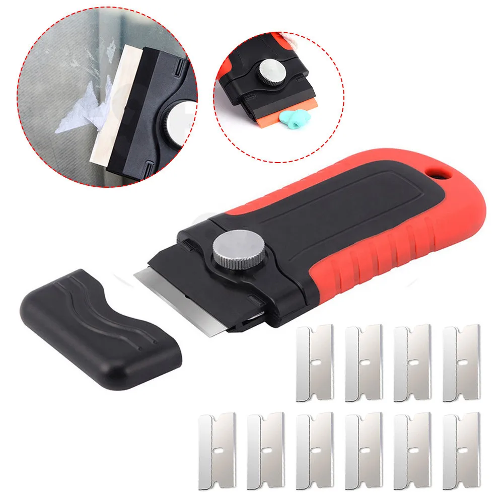

10pcs 1 * Scraper 39mm*19mm 10 * Metal Blade Painting Glue Razor Scraper